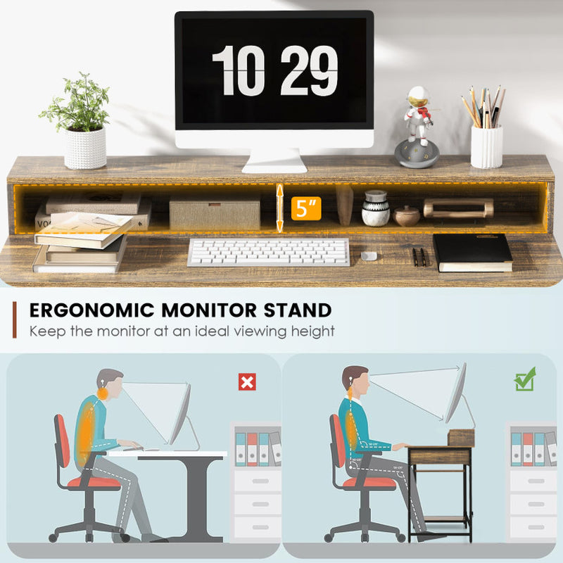 48 Inch Computer Desk with Monitor Stand Drawer and Shelves