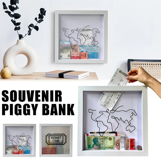 "Shadow Adventure Wooden Piggy Bank: Kids Coin Saving Jar with Clear Fund Box - 2024 Money Saving Vault"