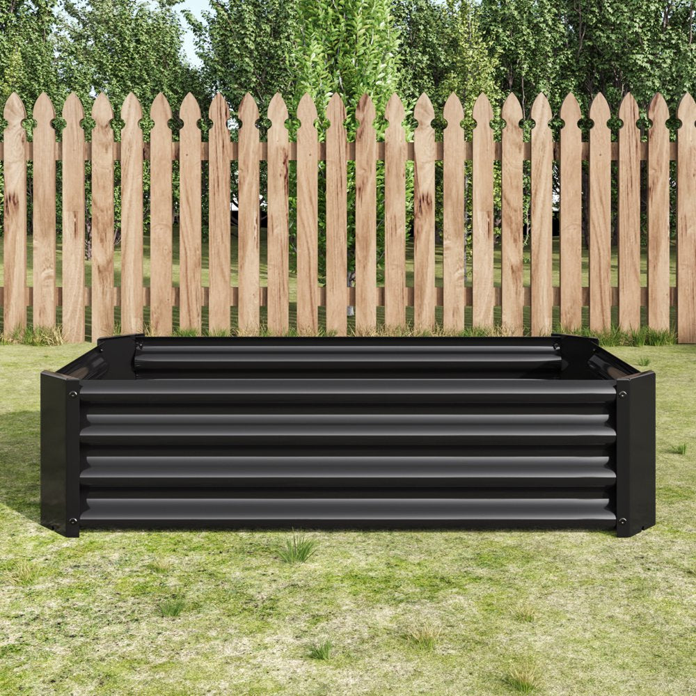 4×2×1Ft Planter Raised Bed with Steel Cable, Metal Planter Box Outdoor Raised, Raised Garden Bed Kit for Planting Vegetables Flower Herb and Succulents, Black